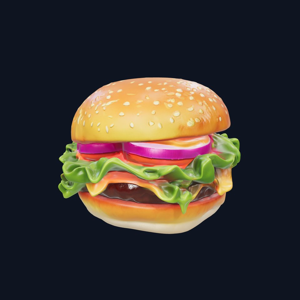 Cheeseburger D Model Pack with Onion and Lettuce